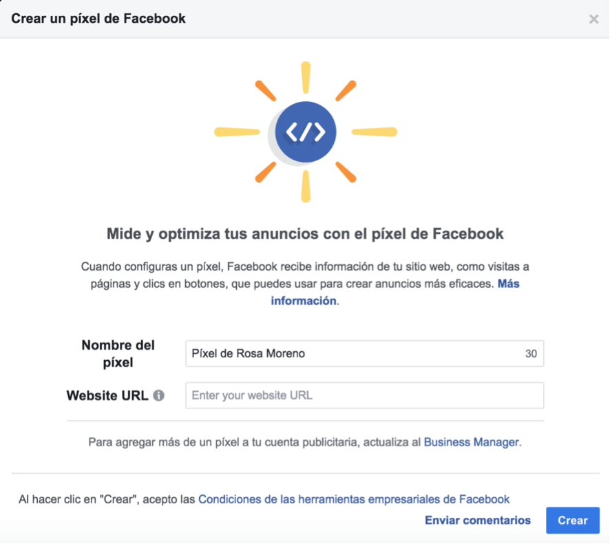 crear el pixel de facebook 