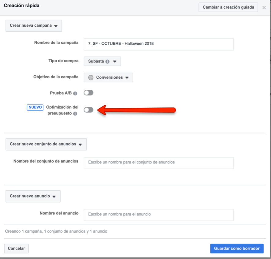 como activar la optimización del presupuesto