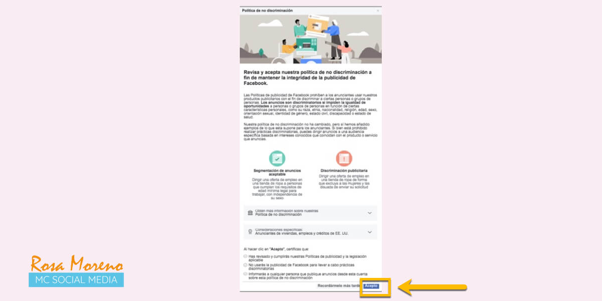 cambios novedades facebook nueva politica no discriminacion aceptar condiciones