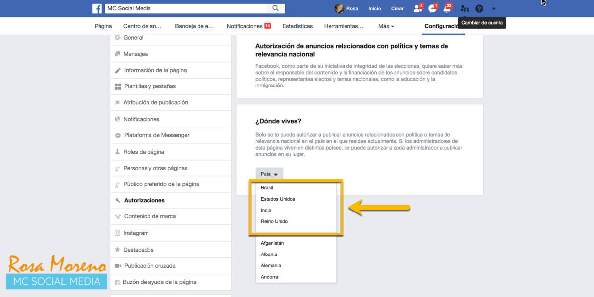 campañas publicitarias facebook para partidos politicos lideres politicos inicio solicitud autorizacion anuncios politicos para EEUU UK India Brasil