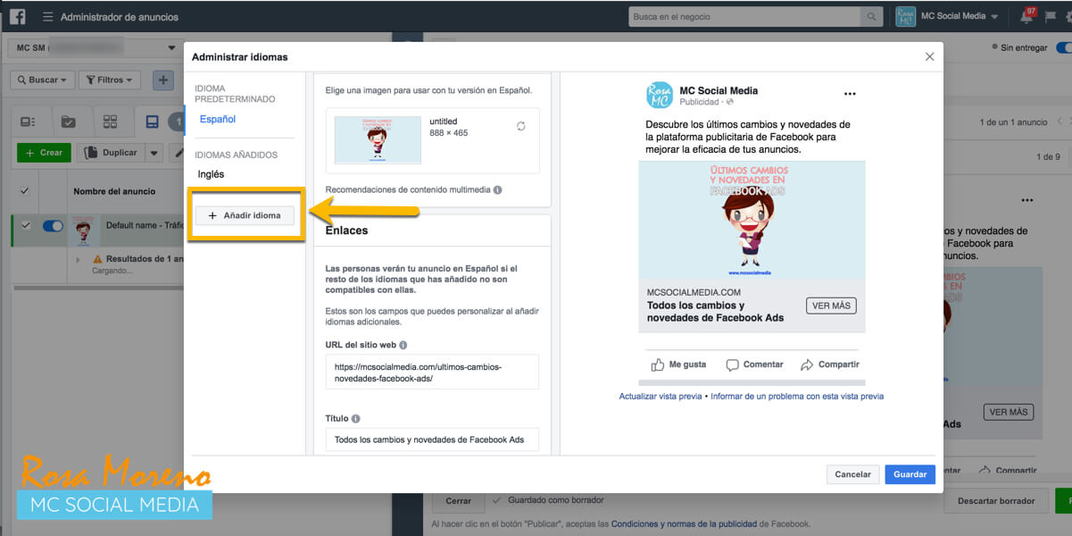 como crear anuncio publicitario facebook varios idiomas campanas facebook ads añadir mas idiomas anuncio