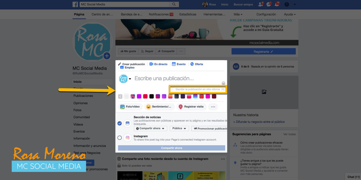 como crear anuncio publicitario facebook varios idiomas campañas facebook ads escribir publicacion varios idiomas