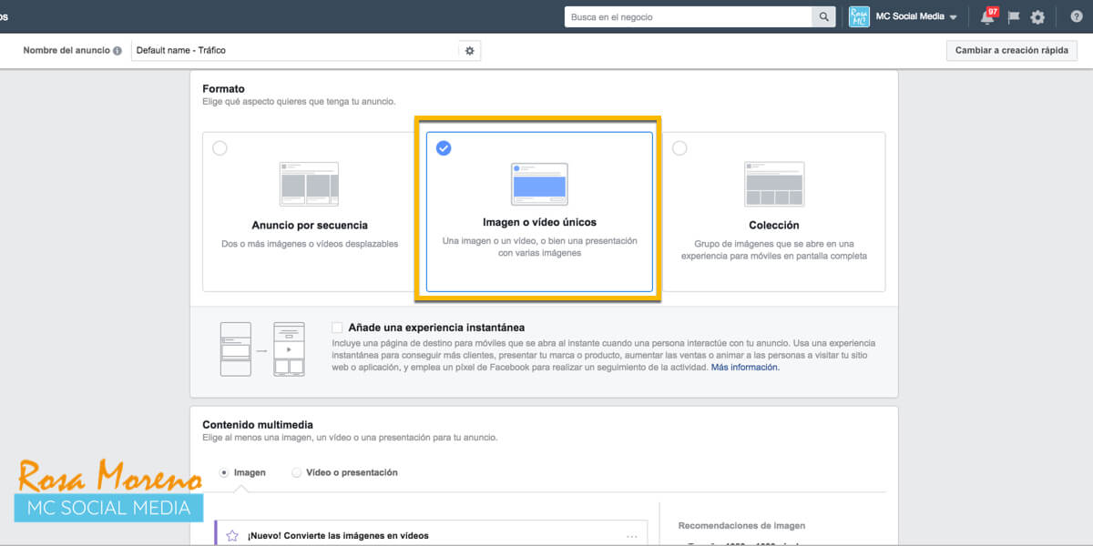 como crear anuncio publicitario facebook varios idiomas campañas facebook ads objetivos formato imagen video unico anuncio varios idiomas