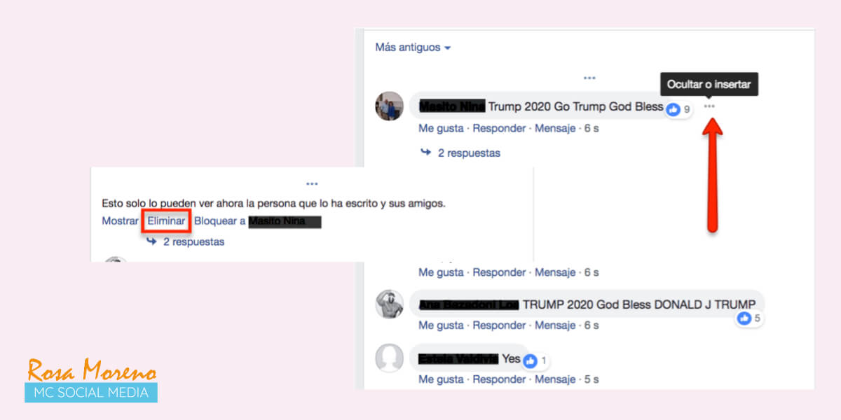 como eliminar comentarios negativos anuncios facebook publicidad facebook ads primero tres puntos opcion ocultar luego eliminar