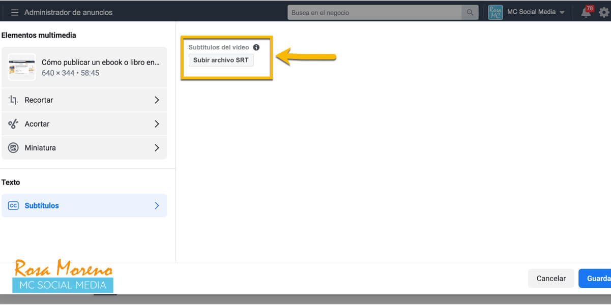 como poner subtitulos videos subidos facebook poner subtitulos seleccionar subir archivos srt