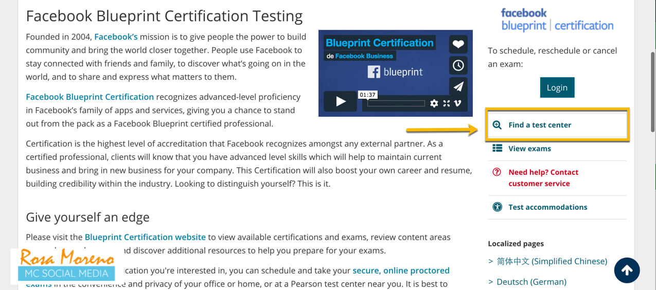 curso gratis publicidad facebook ads como registrarte examen presencial encontrar centro pearson vue