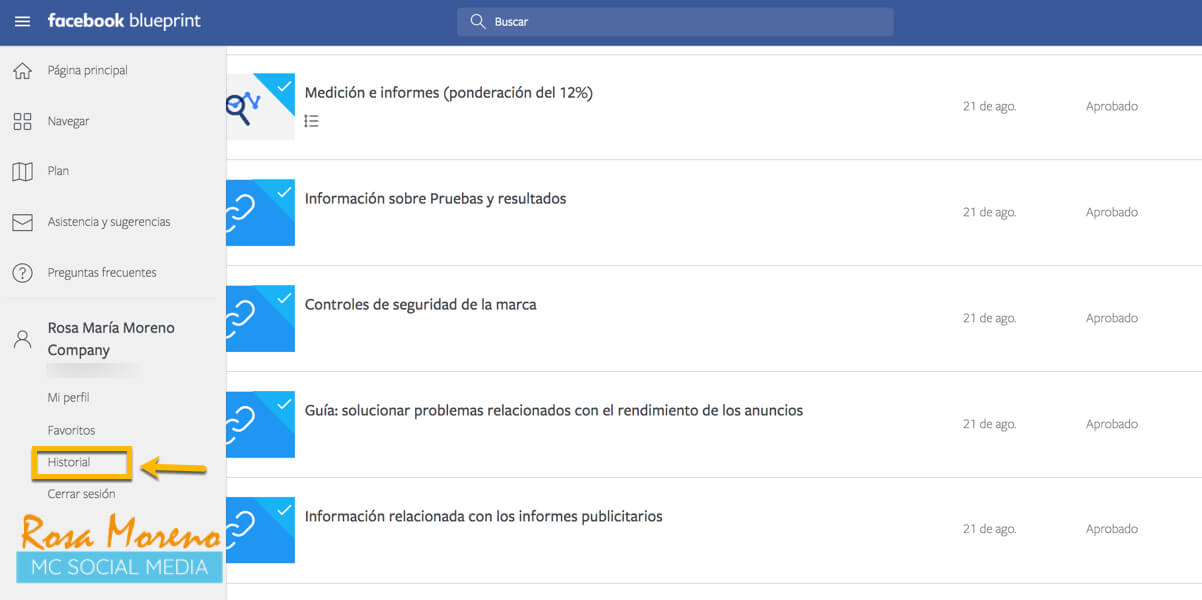curso gratis publicidad facebook ads facebook blueprint historial temas realizados