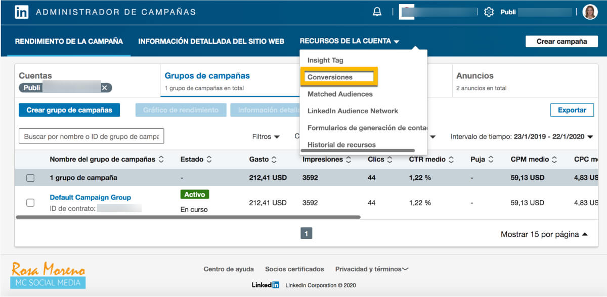 como hacer publicidad con linkedin ads recursos cuenta conversiones pixel linkedin