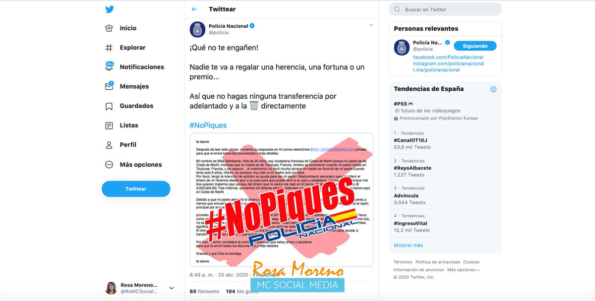ciberestafas listado delitos informaticos como evitarlos estafa de cartas nigerianas herencias falsas