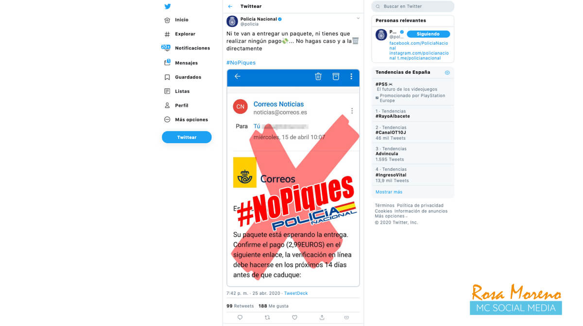 ciberestafas listado delitos informaticos como evitarlos tipos de phising alerta policia nacional twitter